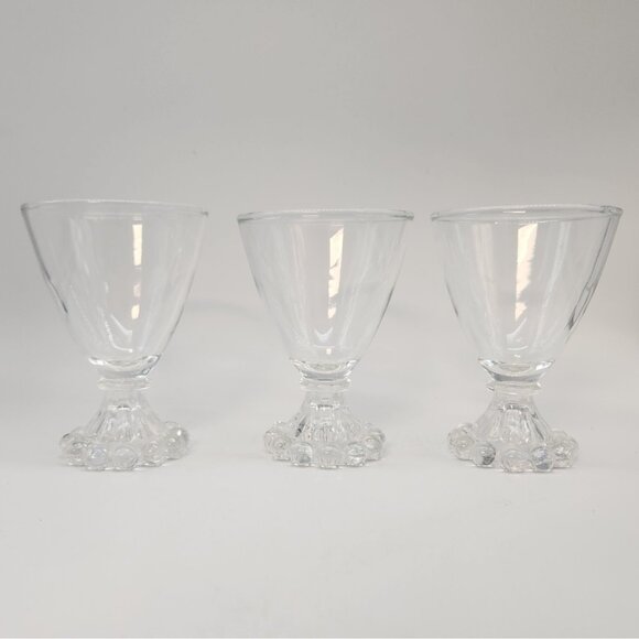 3 Vintage Anchor Hocking Clear Boopie Juice Glasses 4" x 2.5" - Picture 1 of 6